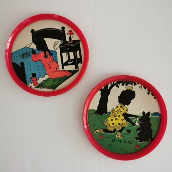 Religious Children Vintage Pair of Art Ask of God Be Ye Kind Christian Scripture - Picture 2 of 4